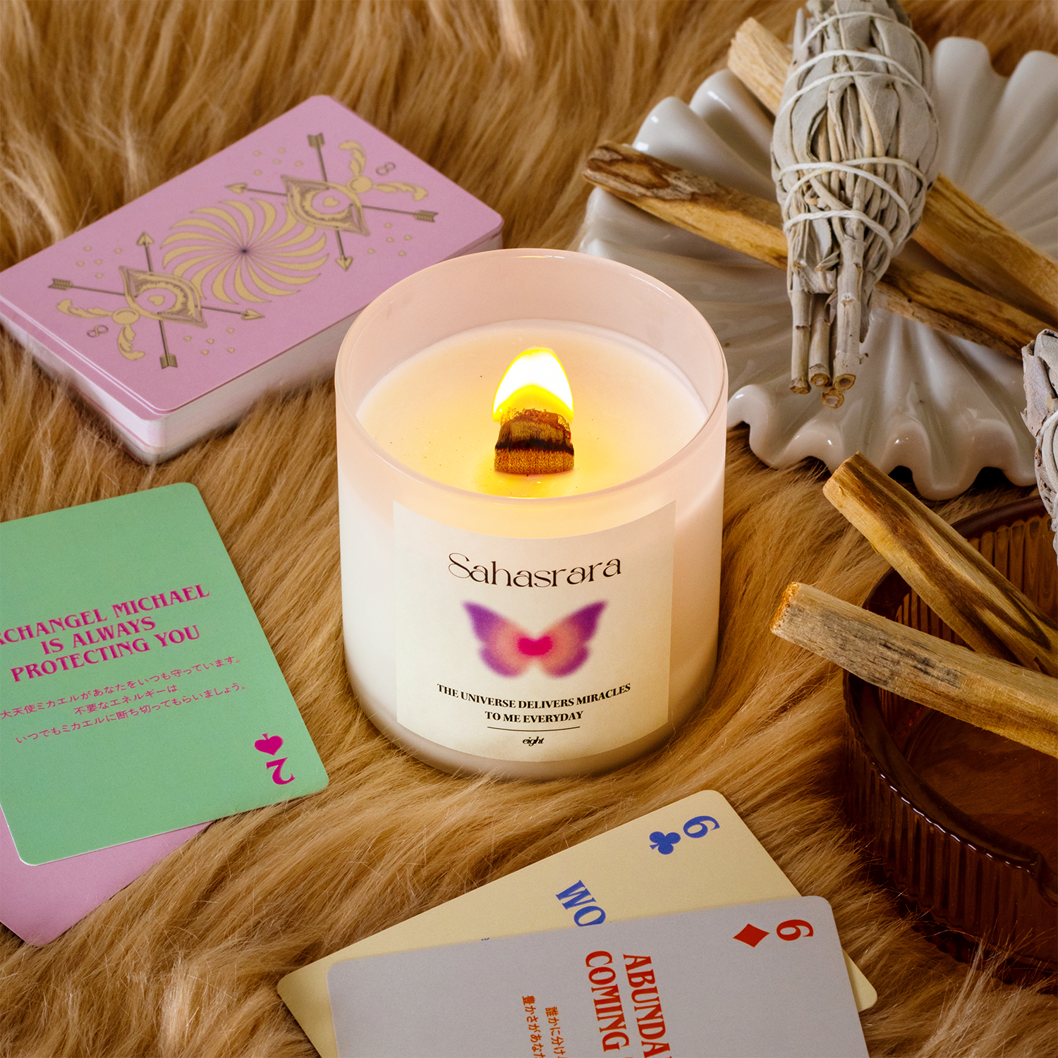 【ウッド芯】第７チャクラキャンドル【CROWN】