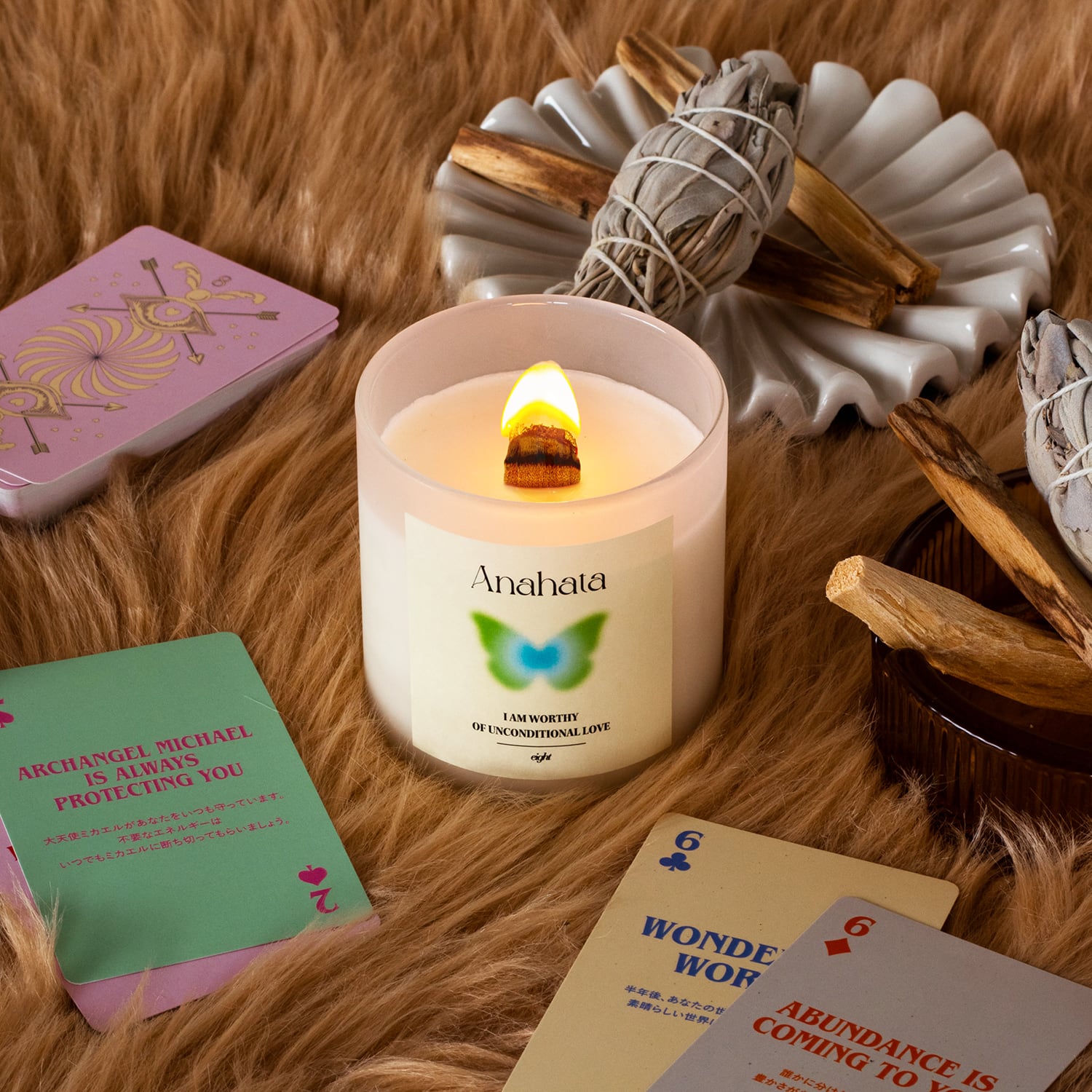 【ウッド芯】第４チャクラキャンドル【HEART】