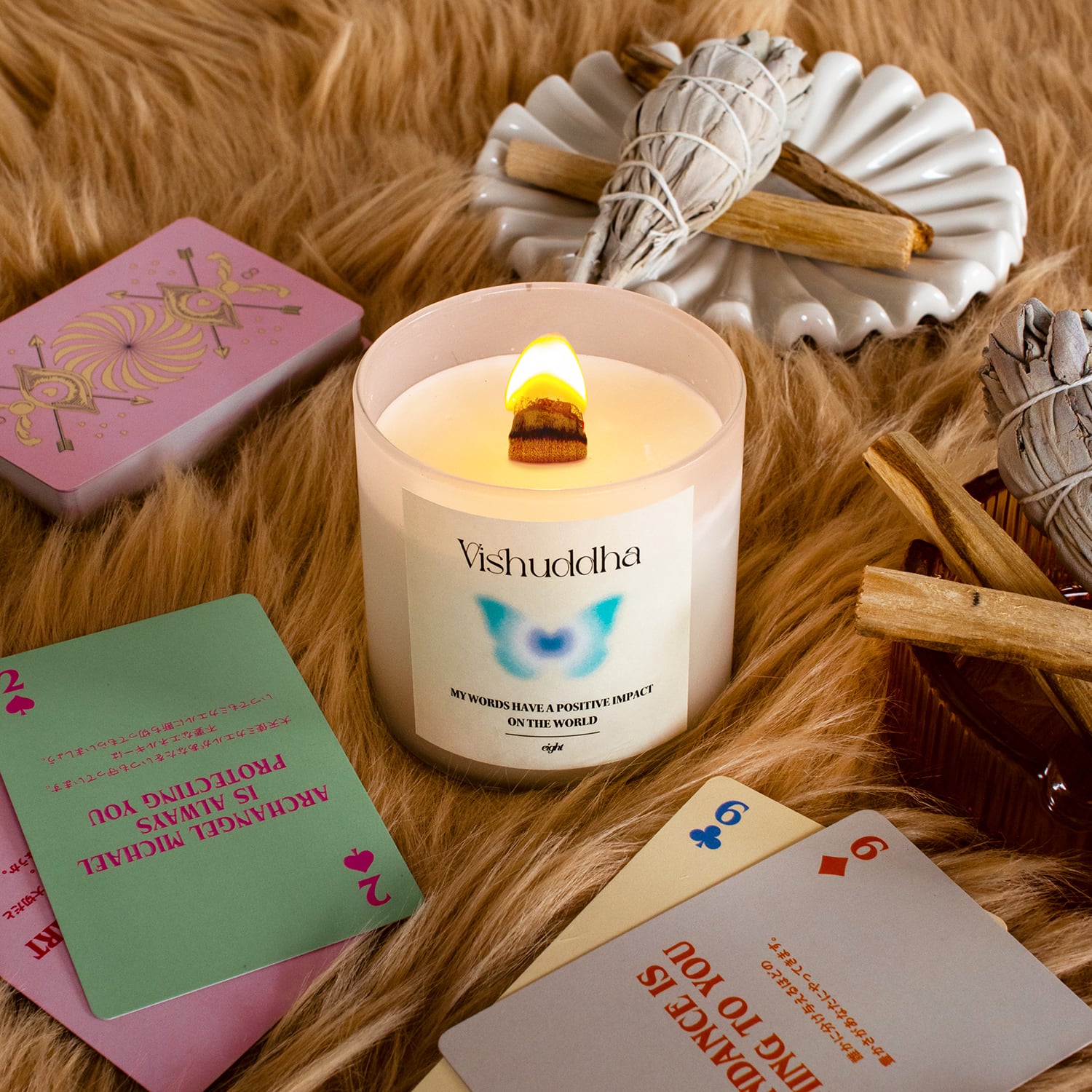 【ウッド芯】第５チャクラキャンドル【THROAT】