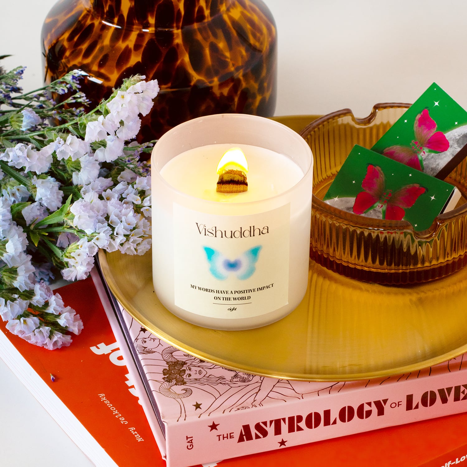 eight マリアオラクル【ウッド芯】第５チャクラキャンドル × おとめ座お香 ウッド芯】第5チャクラキャンドル【THROAT】